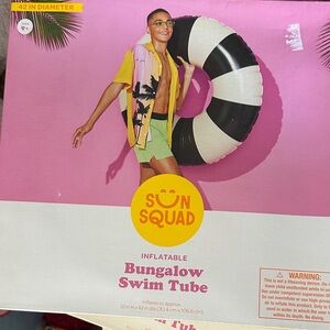 Two (2) Sun Squad Inflatable Bungalow Swim Tube - Black & White
